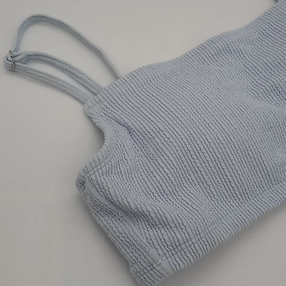 DKNY Textured Bralette Bikini Top Light Blue S